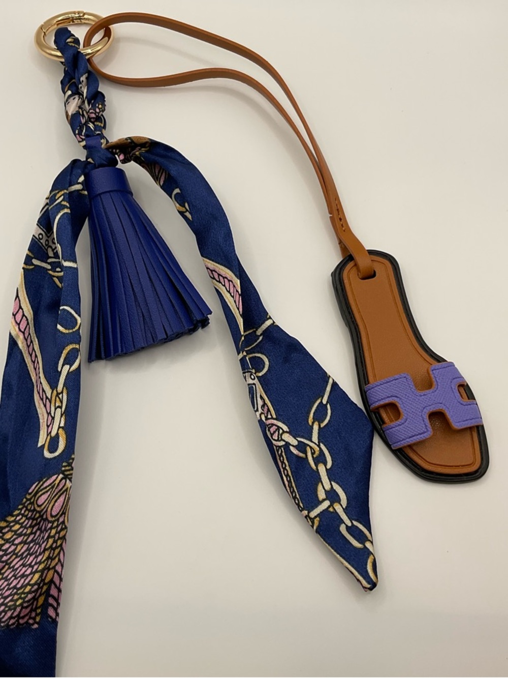 NWOT Blue Tassel & Purple Sandal Keychain /bag Charm - Picture 2 of 5